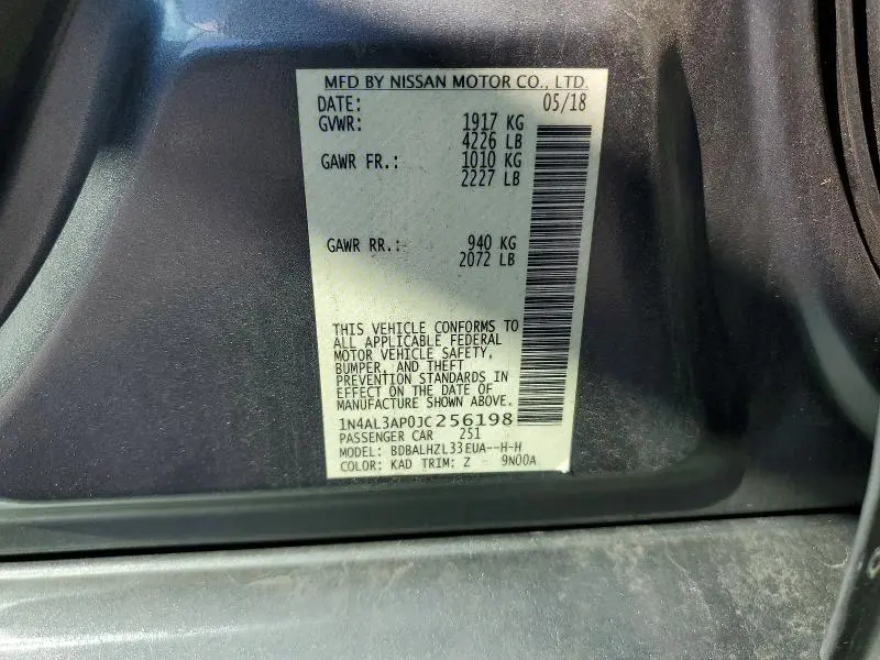 2018 NISSAN ALTIMA 2.5  