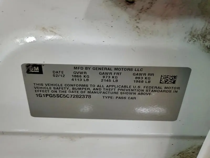 2012 CHEVROLET CRUZE LT  