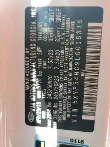 2020 KIA TELLURIDE SX  