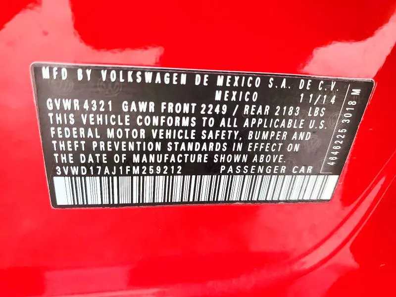 2015 VOLKSWAGEN JETTA SE  