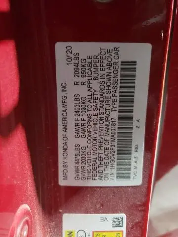 2021 HONDA ACCORD SPORT  