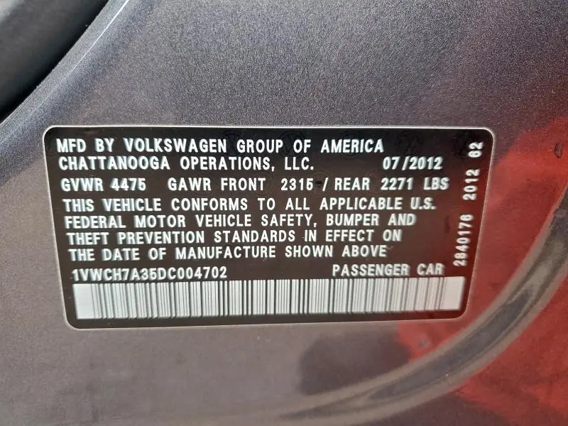 2013 VOLKSWAGEN PASSAT SEL  