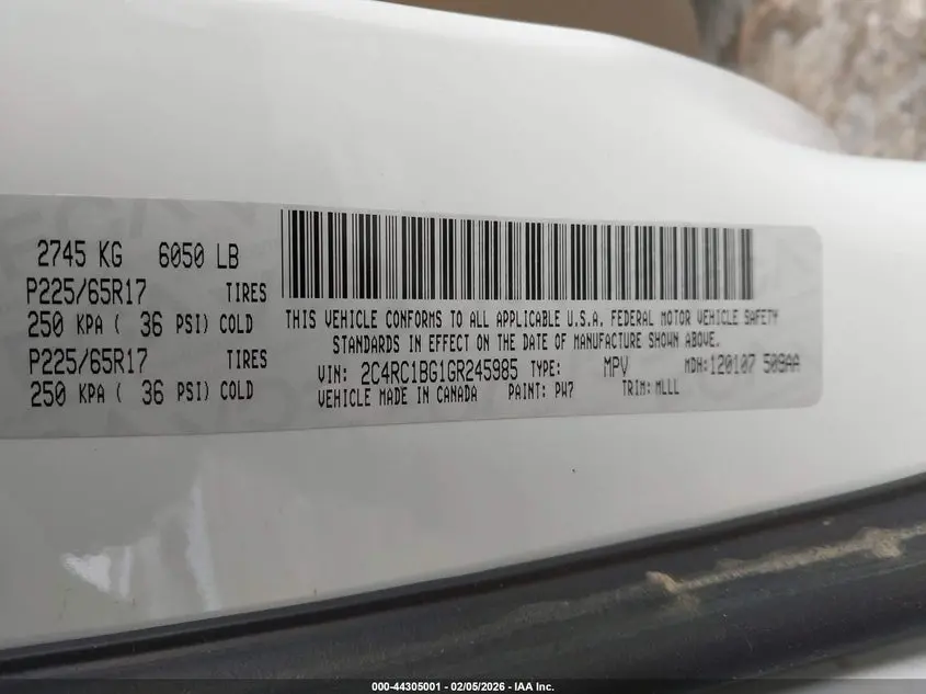 2016 CHRYSLER TOWN & COUNTRY TOURING