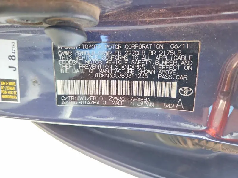 2011 TOYOTA PRIUS TWO  
