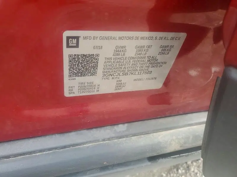 2019 CHEVROLET TRAX 1LT  