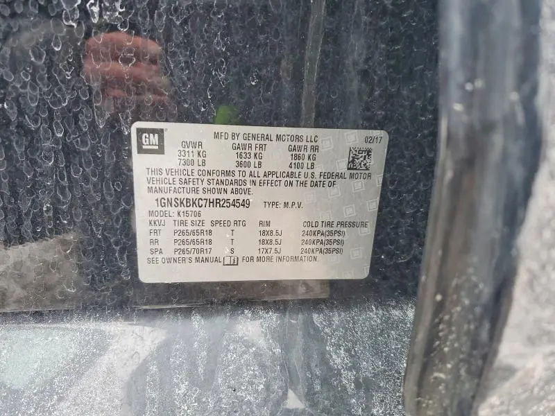 2017 CHEVROLET TAHOE K1500 LT  