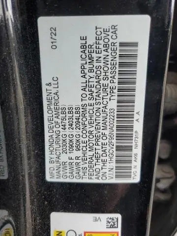 2022 HONDA ACCORD TOURING  