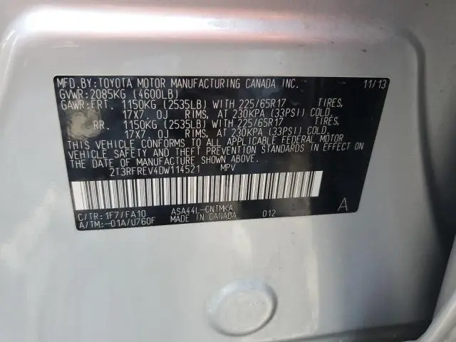 2013 TOYOTA RAV4 XLE  