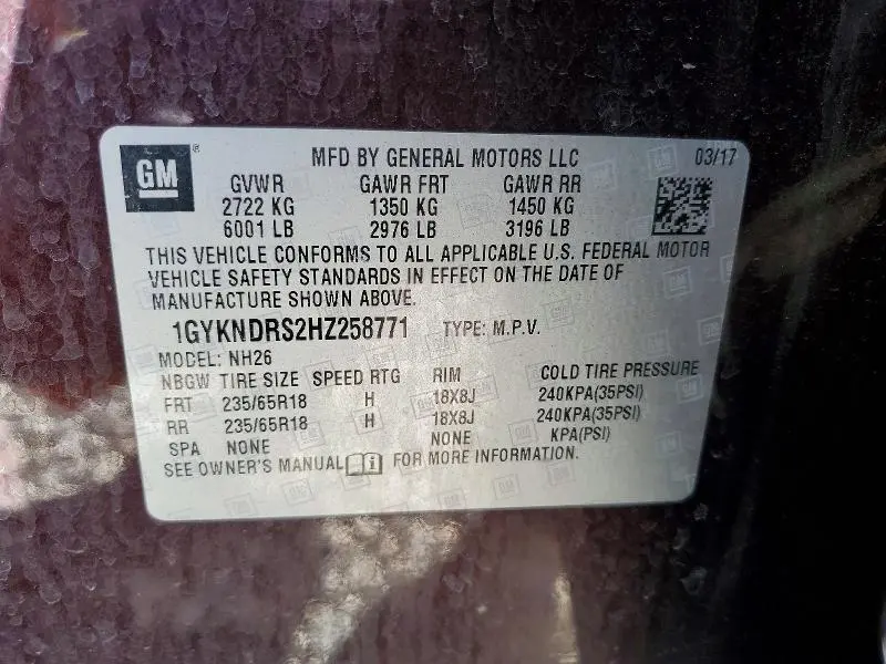 2017 CADILLAC XT5 LUXURY  