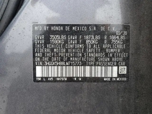 2020 HONDA FIT EX  