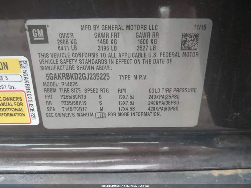 2016 BUICK ENCLAVE LEATHER