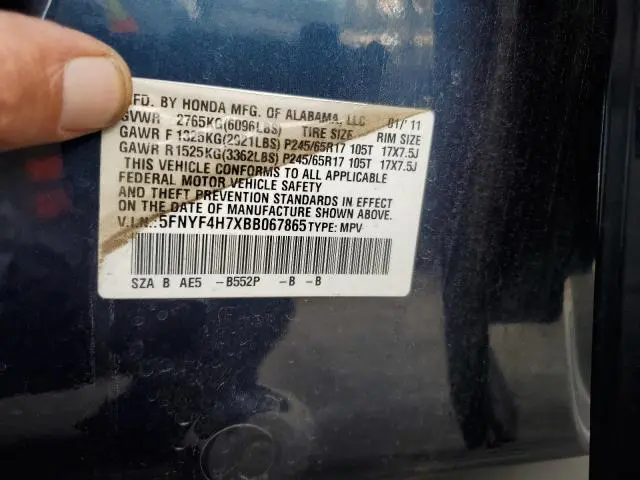 2011 HONDA PILOT EXLN  