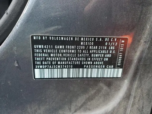 2012 VOLKSWAGEN JETTA SE  