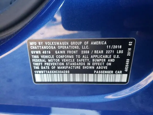 2017 VOLKSWAGEN PASSAT SE