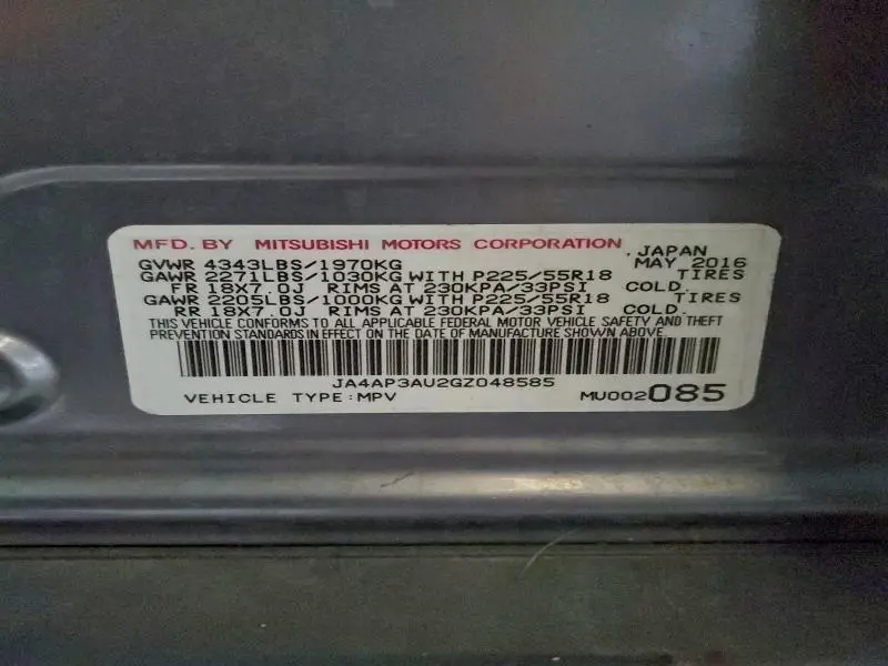 2016 MITSUBISHI OUTLANDER SPORT ES  