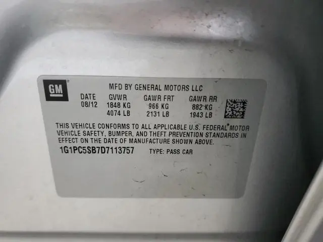 2013 CHEVROLET CRUZE LT  