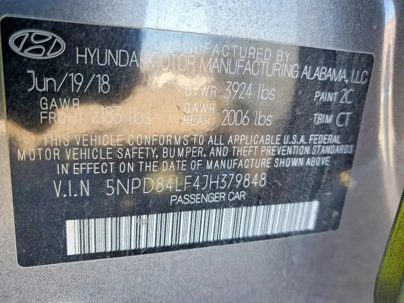 2018 HYUNDAI ELANTRA SEL  