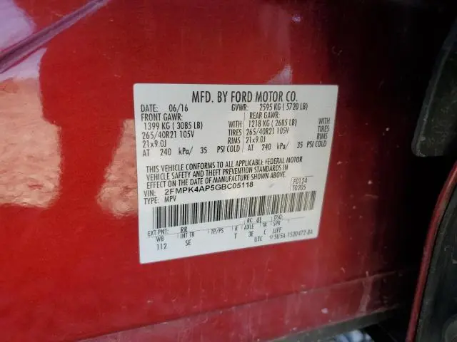 2016 FORD EDGE SPORT  