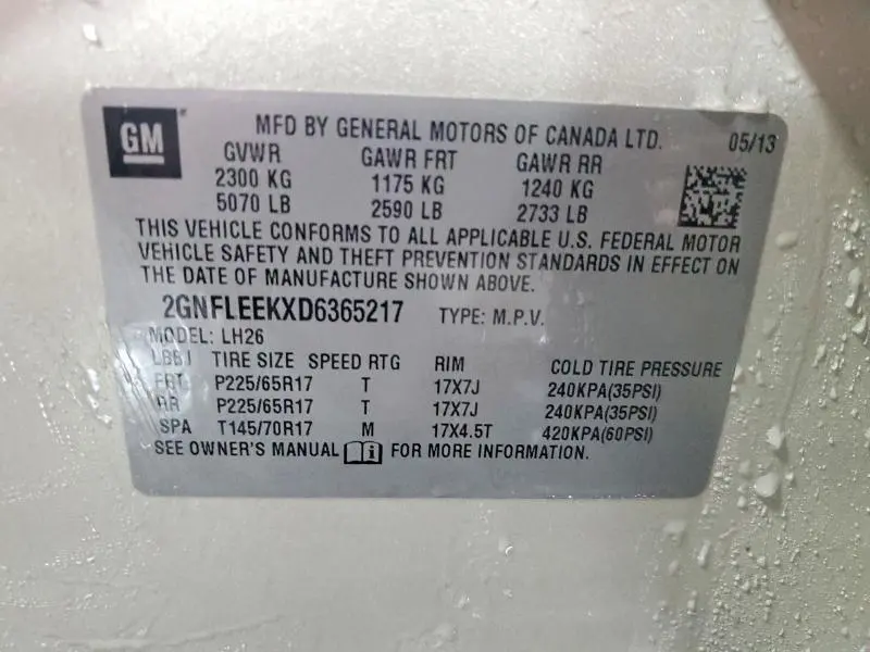 2013 CHEVROLET EQUINOX LT  