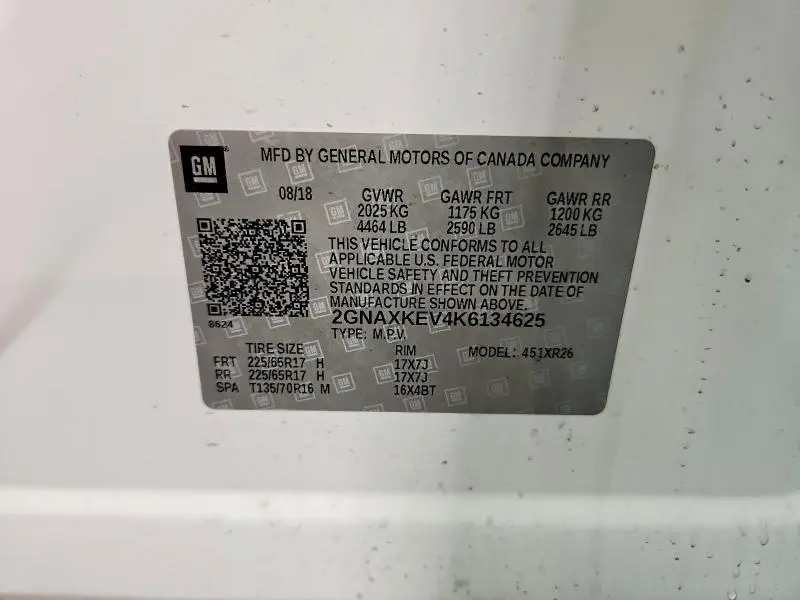 2019 CHEVROLET EQUINOX LT  
