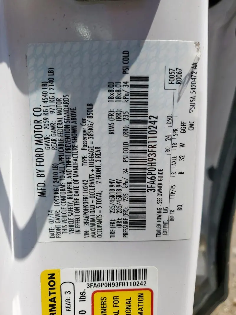 2015 FORD FUSION SE  