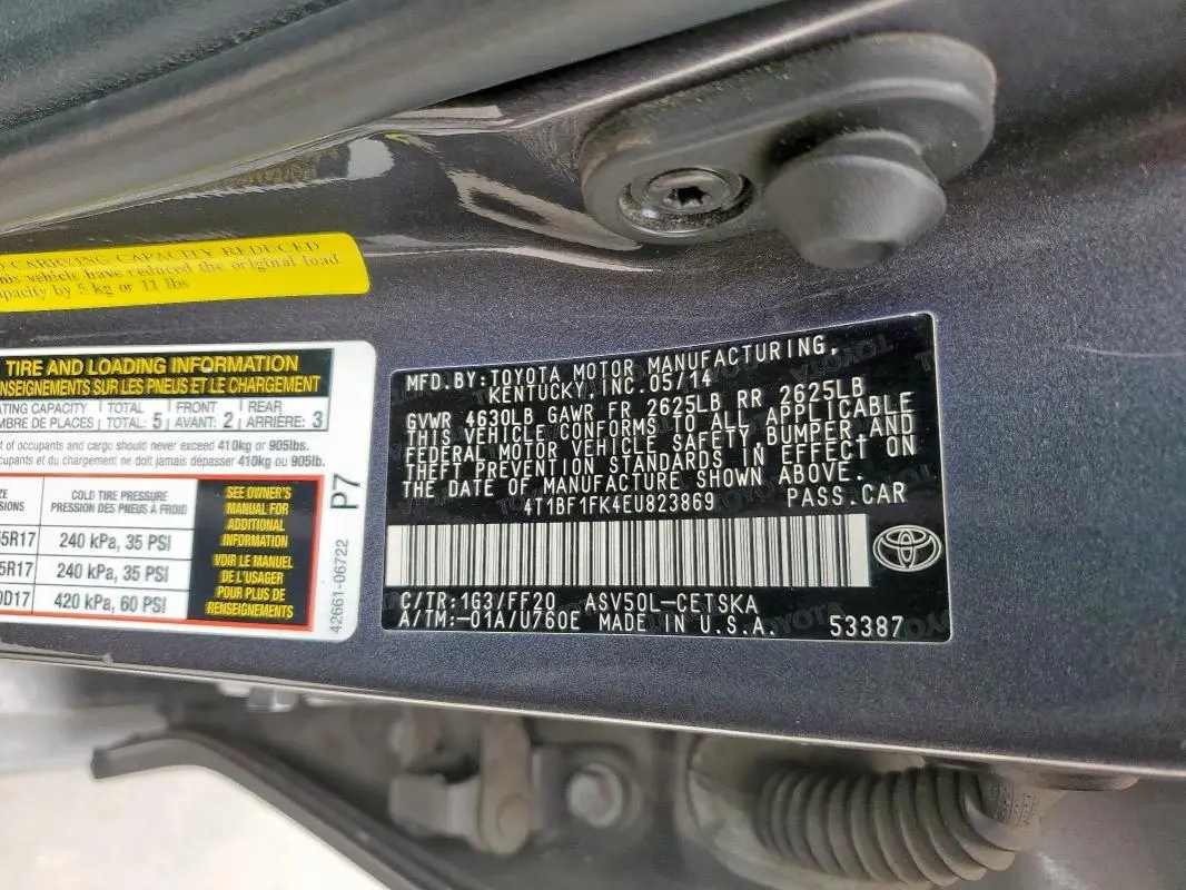 2014 TOYOTA CAMRY L  