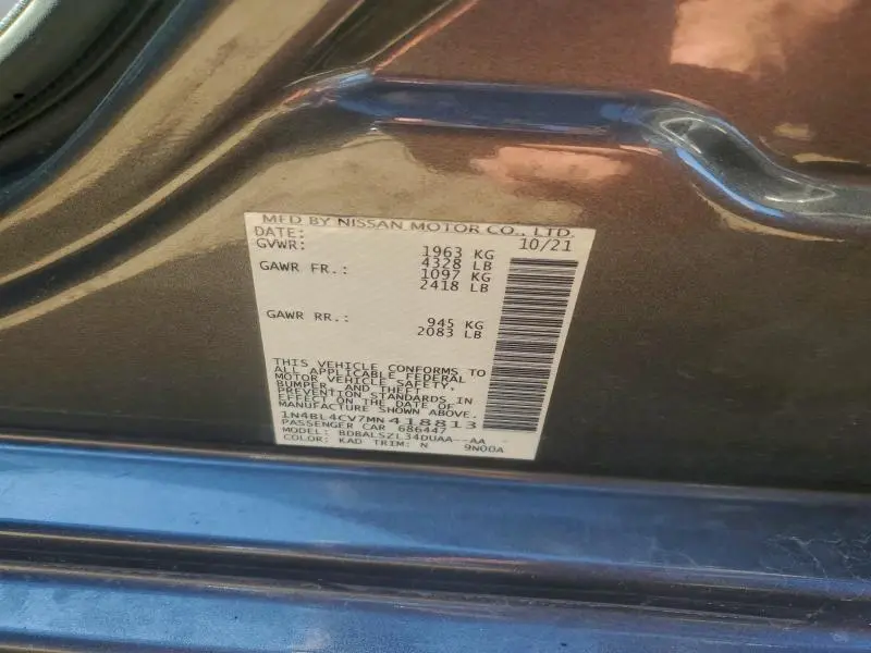 2021 NISSAN ALTIMA SR  