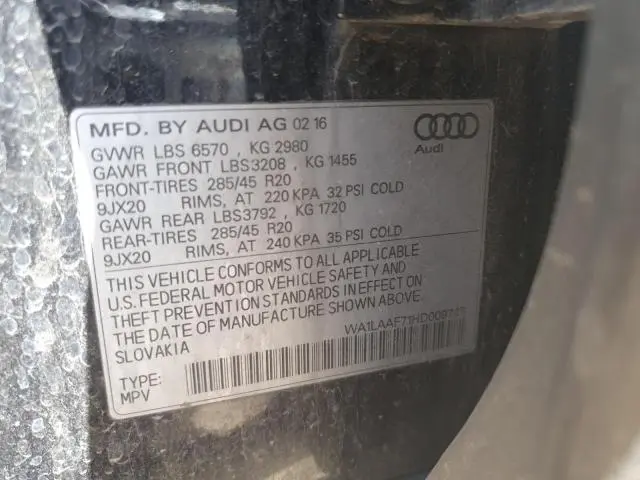 2017 AUDI Q7 PREMIUM PLUS  