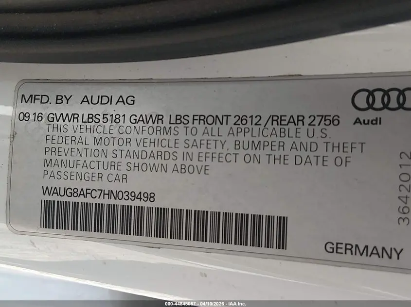 2017 AUDI A6 2.0T PREMIUM