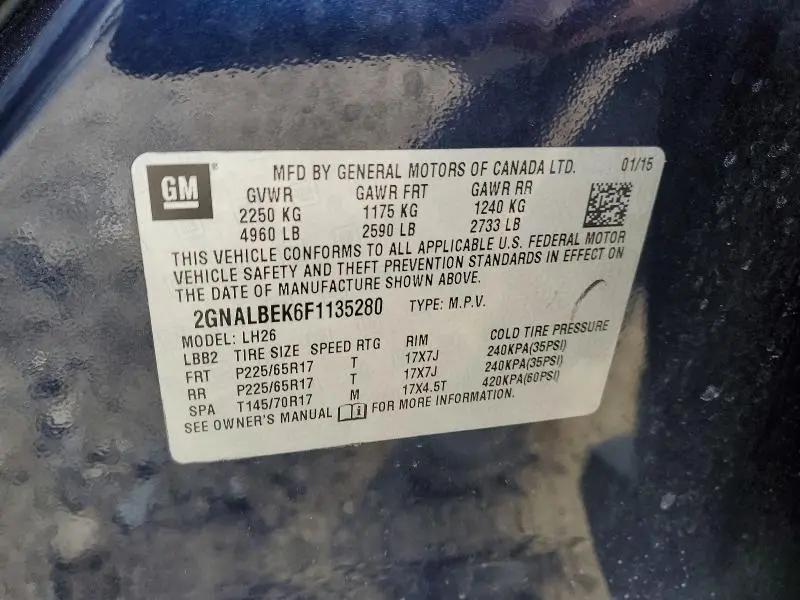 2015 CHEVROLET EQUINOX LT  