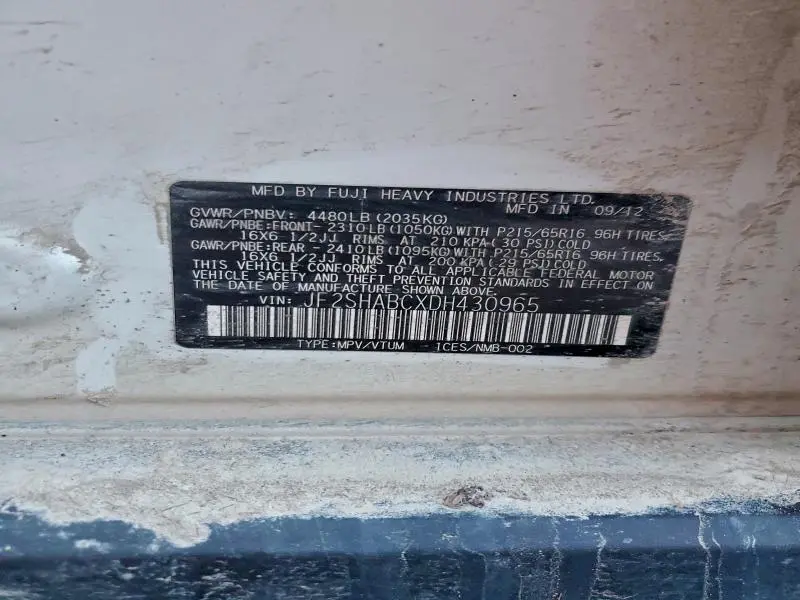 2013 SUBARU FORESTER 2.5X  