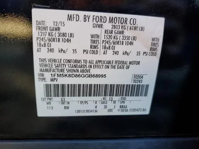 2016 FORD EXPLORER XLT  