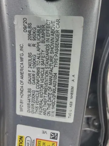 2020 HONDA ACCORD TOURING