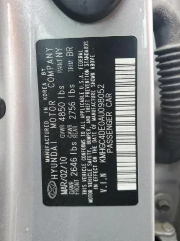 2010 HYUNDAI GENESIS 3.8L  