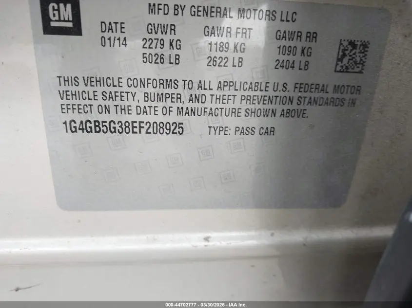 2014 BUICK LACROSSE LEATHER GROUP