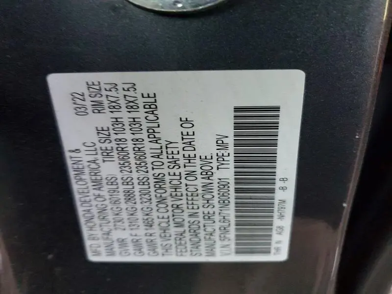 2022 HONDA ODYSSEY EXL  
