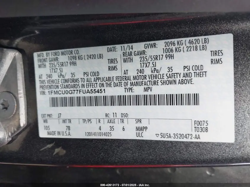 2015 FORD ESCAPE SE