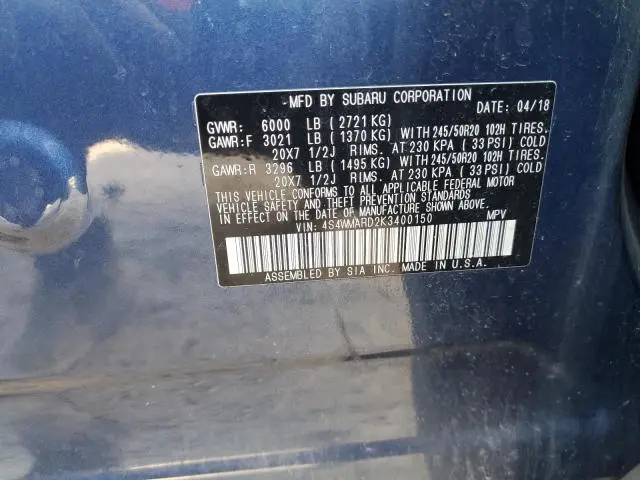 2019 SUBARU ASCENT TOURING