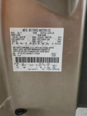 2011 FORD F150 SUPER CAB  