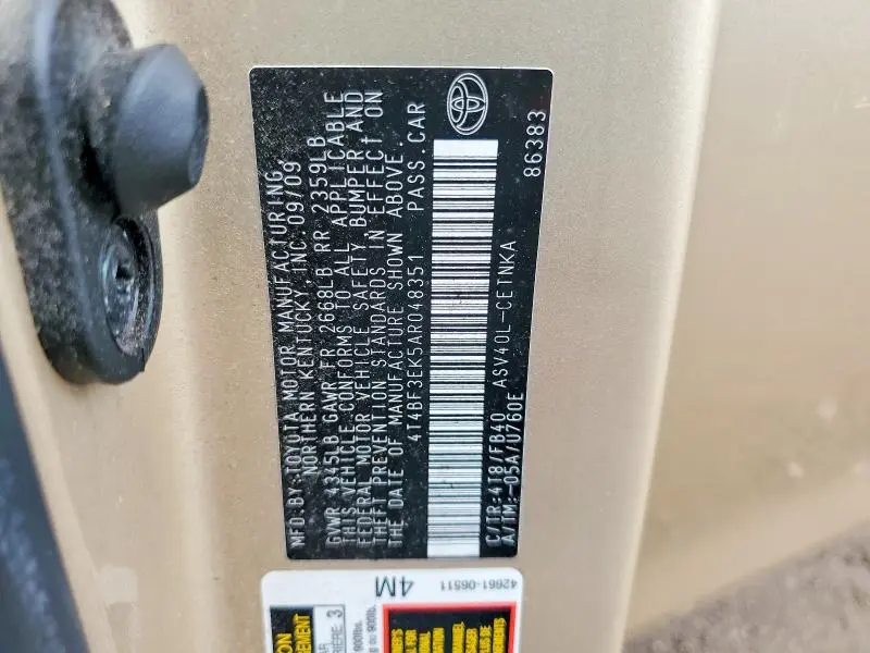 2010 TOYOTA CAMRY LE  
