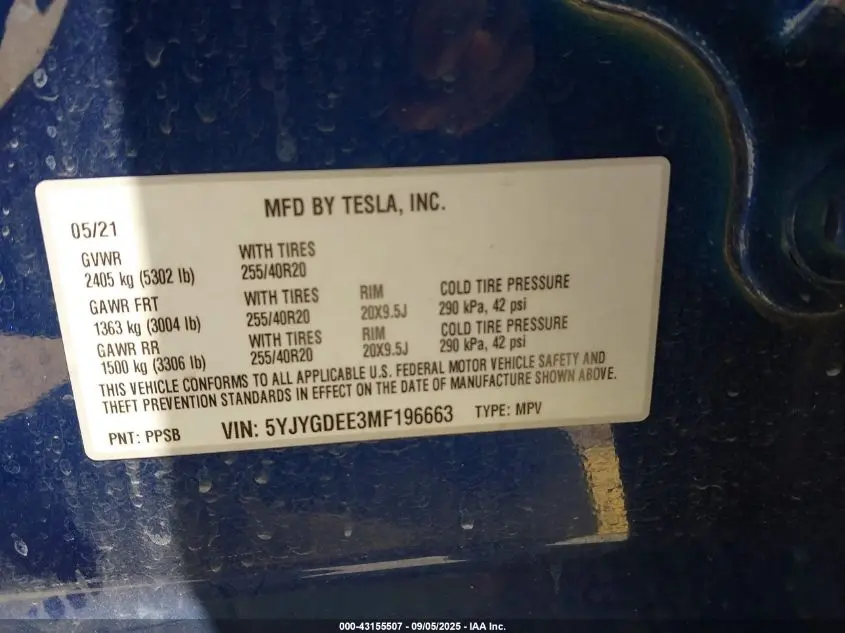 2021 TESLA MODEL Y LONG RANGE DUAL MOTOR ALL-WHEEL DRIVE