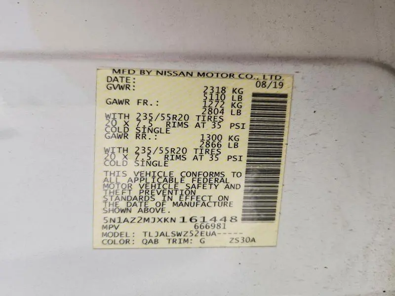 2019 NISSAN MURANO PLATINUM  