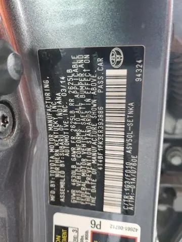2014 TOYOTA CAMRY L  