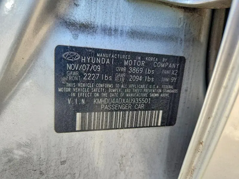 2010 HYUNDAI ELANTRA BLUE  