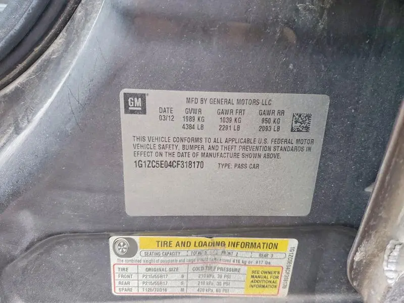 2012 CHEVROLET MALIBU 1LT  