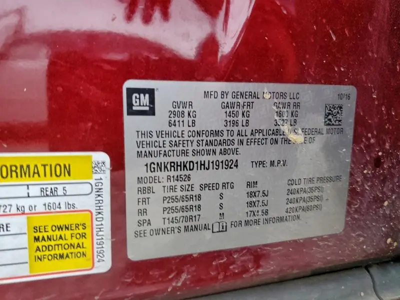 2017 CHEVROLET TRAVERSE LT  