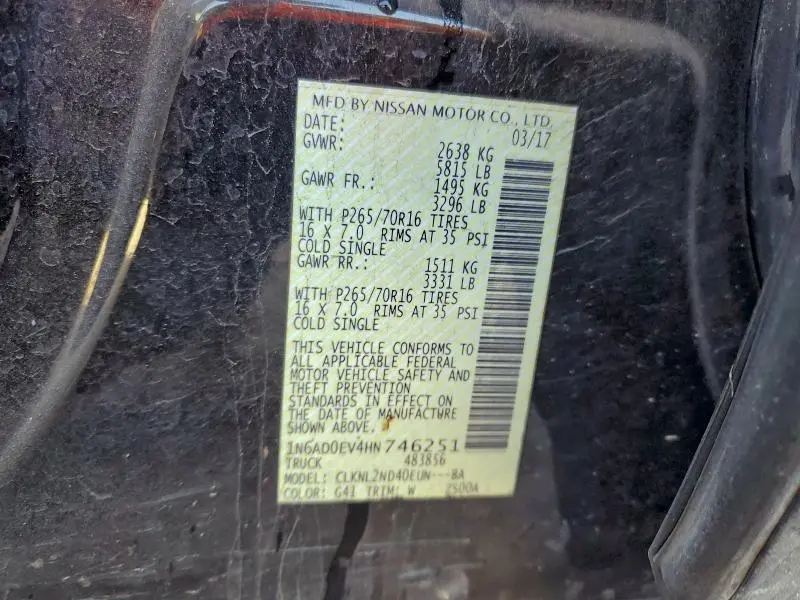 2017 NISSAN FRONTIER S  