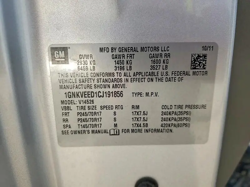 2012 CHEVROLET TRAVERSE LS  