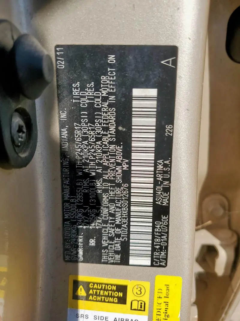 2011 TOYOTA HIGHLANDER BASE  