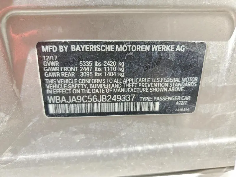 2018 BMW 530E   